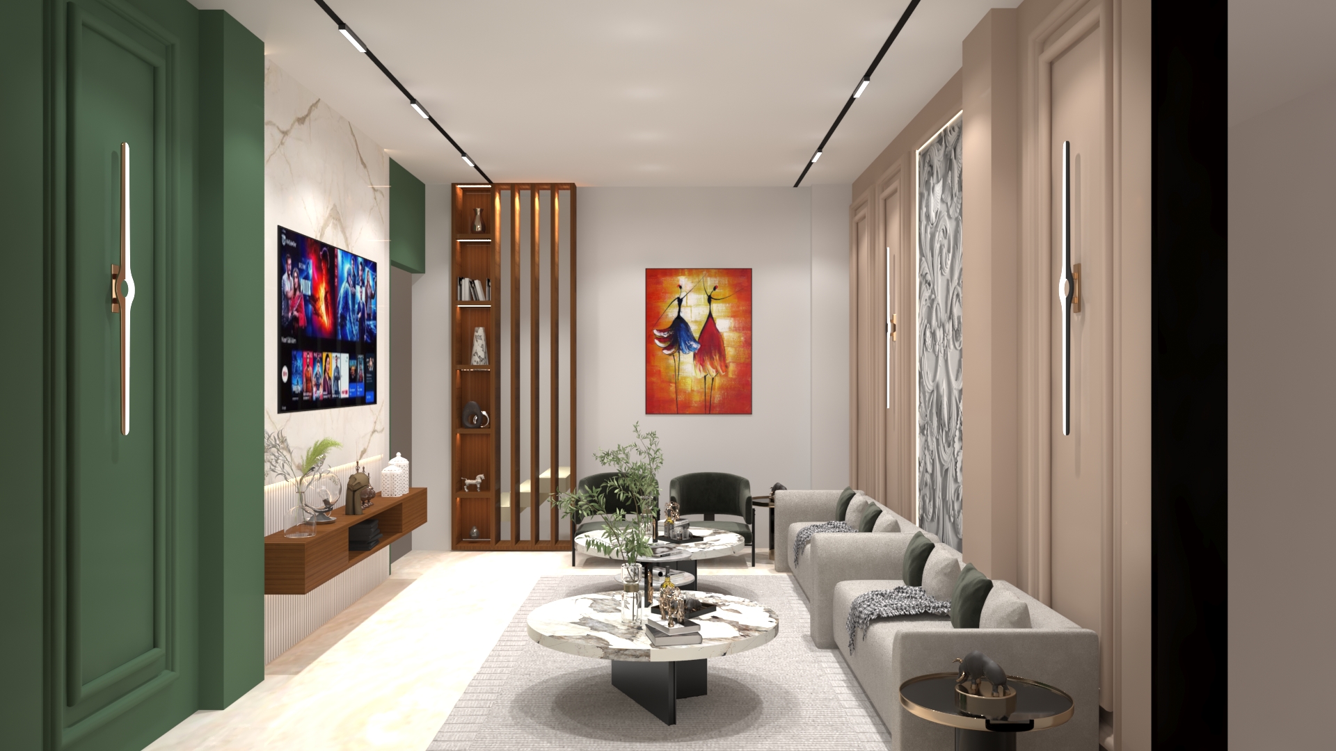 Living room and TV unit